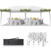 HAOYYE 20*10*8.5ft Waterproof Folding Tent with Carry Bag, White Outdoor Pop Up Canopy with Steel Frame, Adjustable Height, Easy Setup for Camping, Backyard, Patio, Party, Market, Portable Event Shelter
